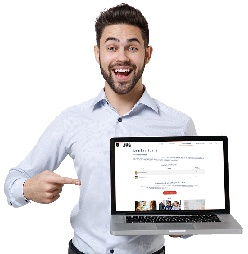 Lehrkraft mit TalentsLounge-Dashboard